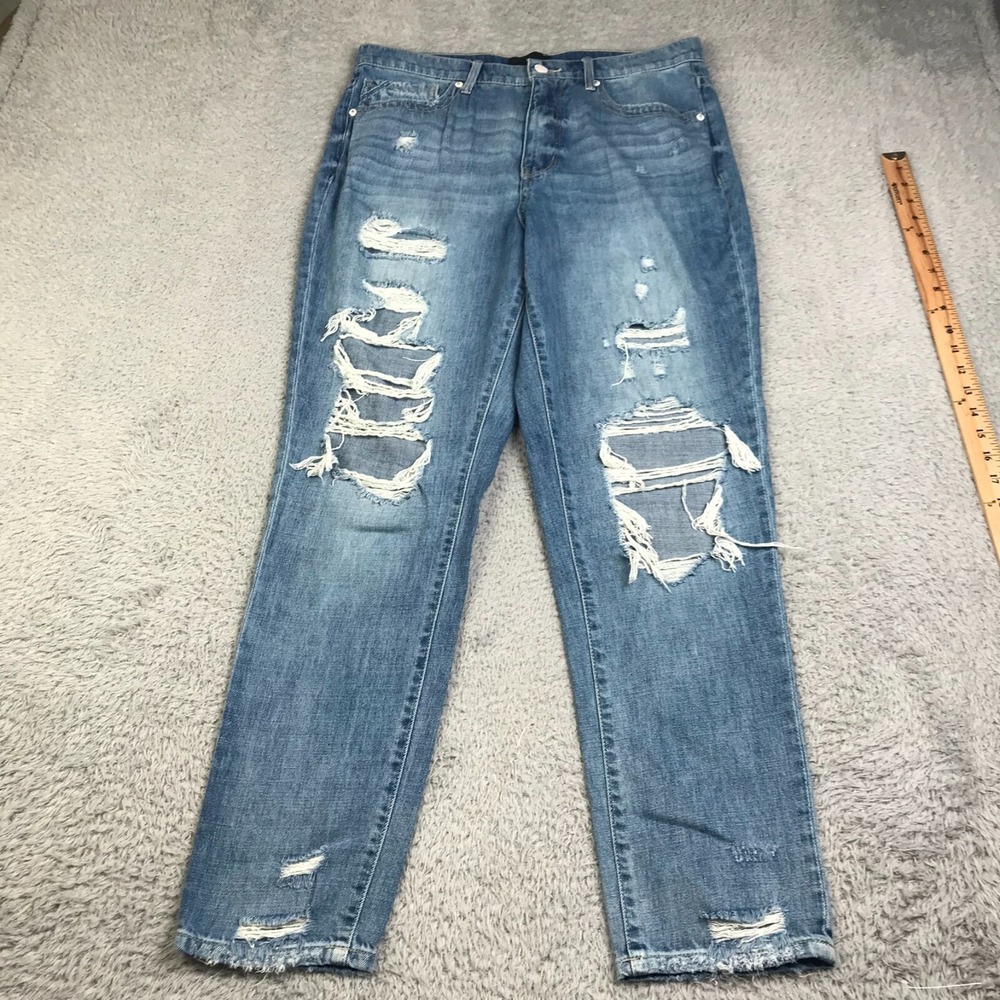 Buckle Black Mom Jeans Womens 31 (33x29) Blue High Rise Distressed Cotton Denim